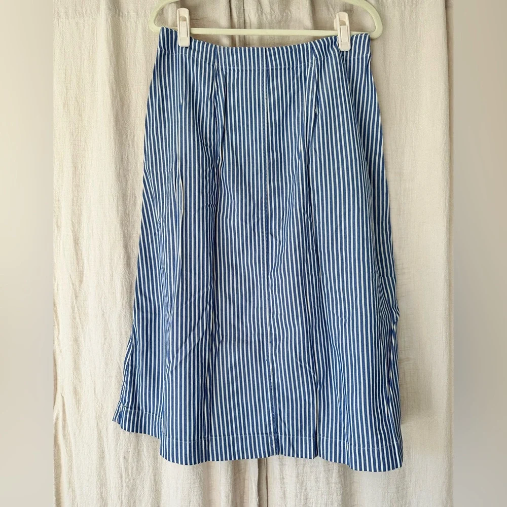 Talbots Navy Striped A-Line Skirt - Picture 3 of 7